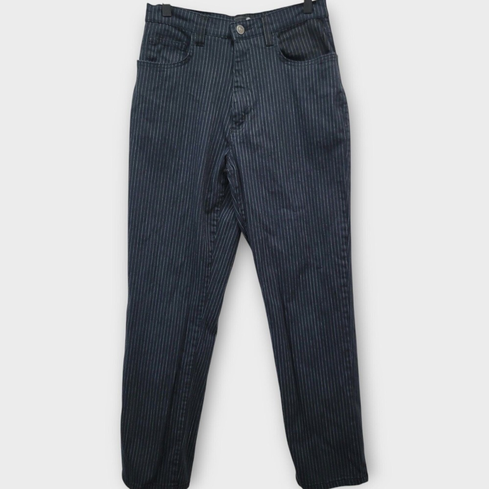 Pinstripe Dress Pants Midnight Navy Blue Womens Size‎ 28x29 High Rise